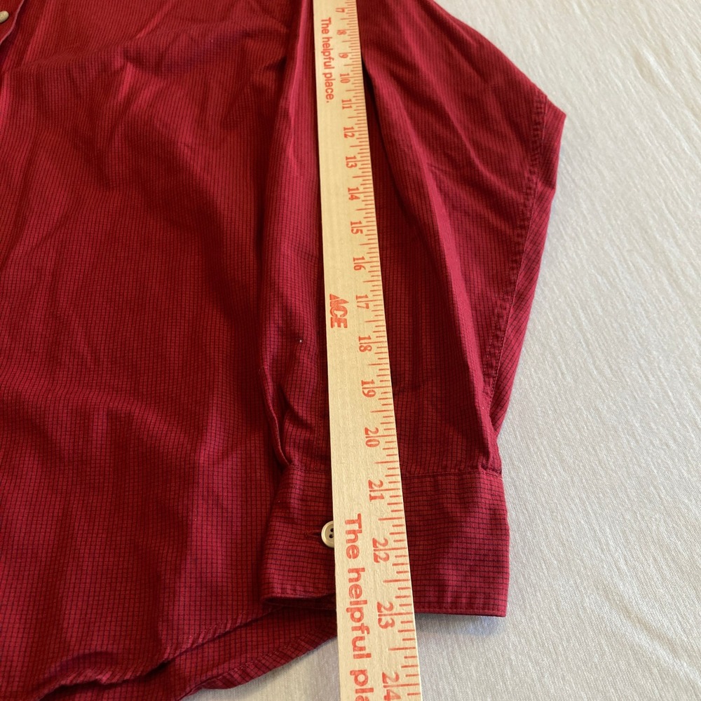 Vintage Lands End Shirt Womens 12 Red Micro Check Cotton Button Down L/S 90s - Picture 7 of 13